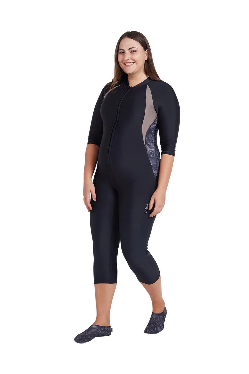 COEGA SUNWEAR  COEGA  Ladies Ladies Slim-kini 3/4 - Nero Silver Tropical for Women | Best Price UAE